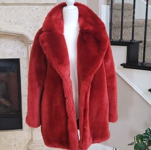 Orange-Red Faux Fur Coat US 8